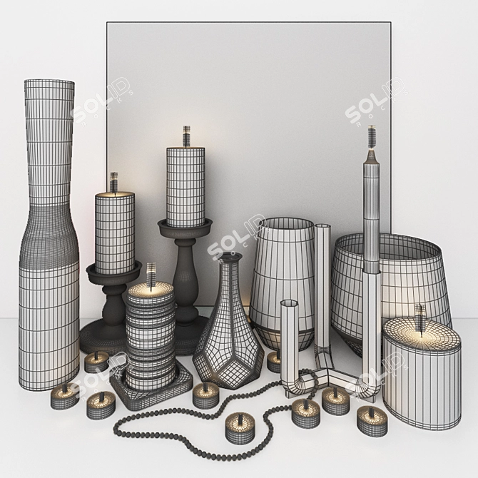 Elegant Decor Set: Vases, Candleholders & More 3D model image 3