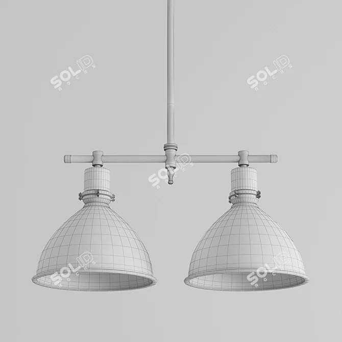 Elegant Brass Double Eclipse Ceiling Light 3D model image 3