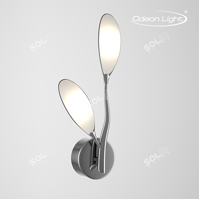 Modern Chrome Wall Bracket with White Plastic Shade 3D model image 1