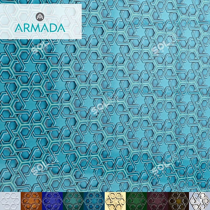 Armada Relief Porcelain Tiles: 11 Colors Available 3D model image 1