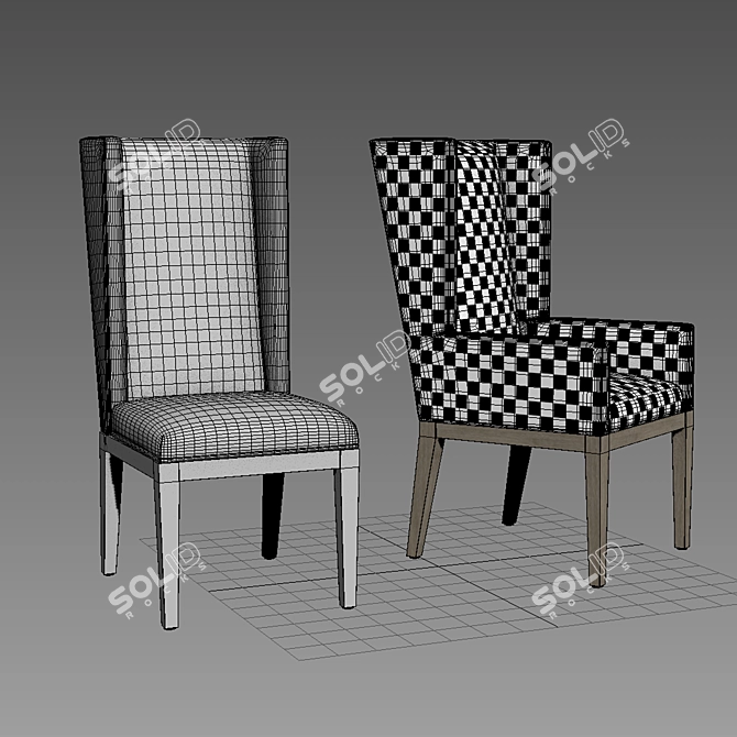 Title: Stewart Leather Side Chair - Timeless Luxury 3D model image 3