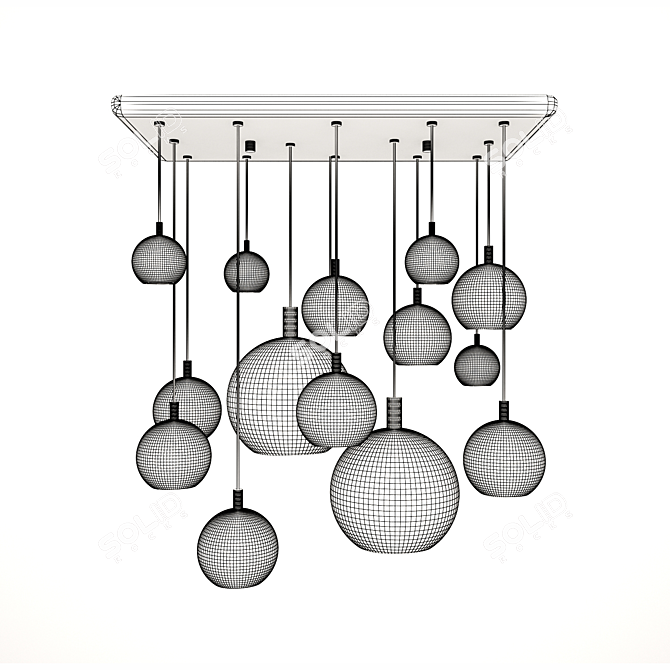 Elegant Glass Chandelier - Baruss BS103 3D model image 2