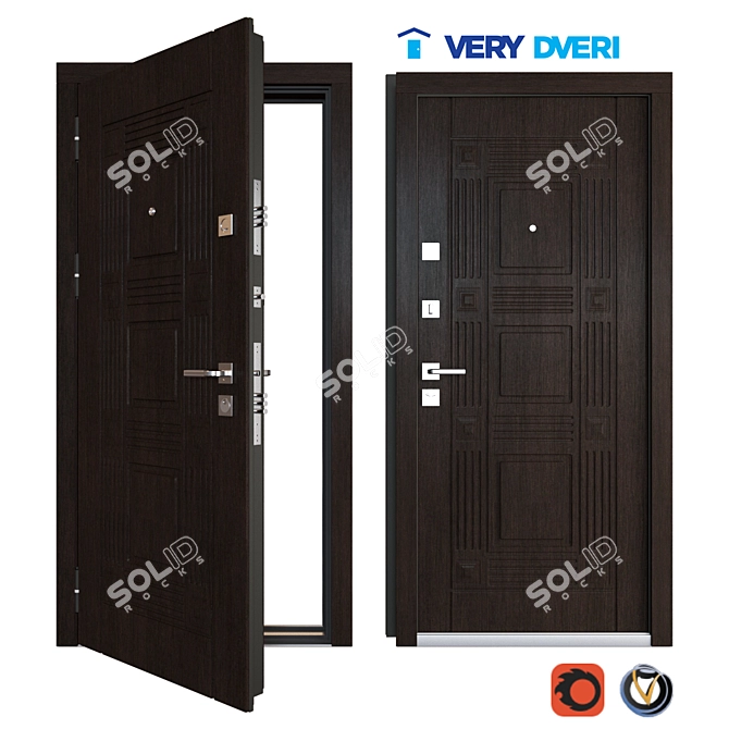 Modern Metal Entrance Door - Very Dveri Kvadro 3D model image 1