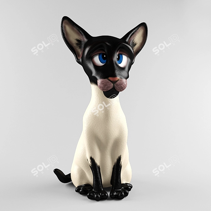 Adorable Feline Figurine 3D model image 1