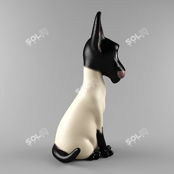 Adorable Feline Figurine 3D model image 2