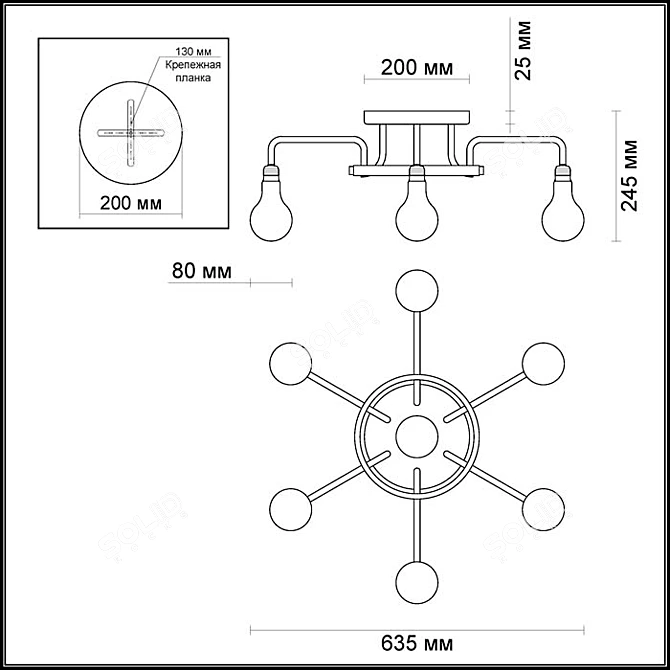 Elegant Alonzo 7-Light Chandelier 3D model image 2