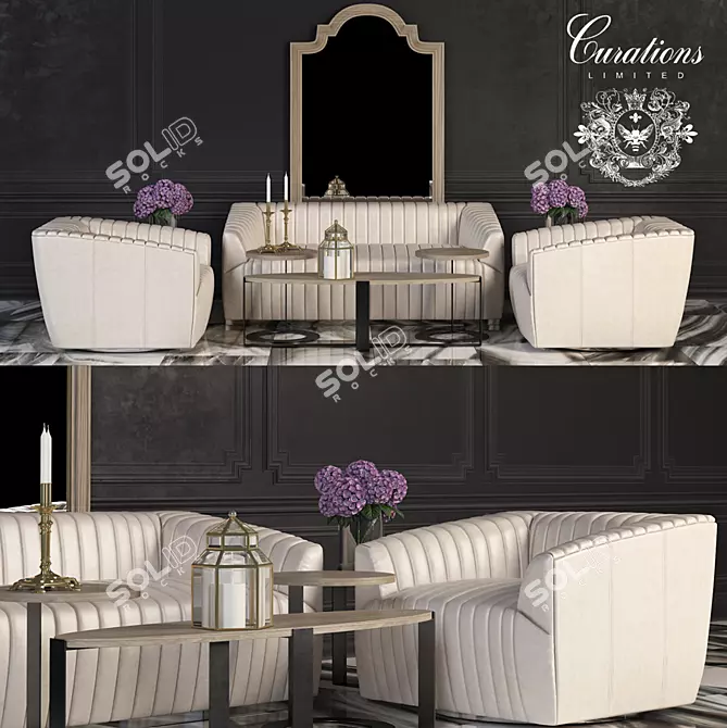 Elegant Upholstered Furniture Set 3D model image 1