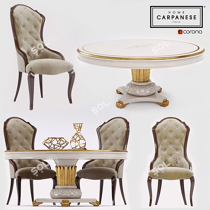 Elegant Carpanese Dining Set 3D model image 1