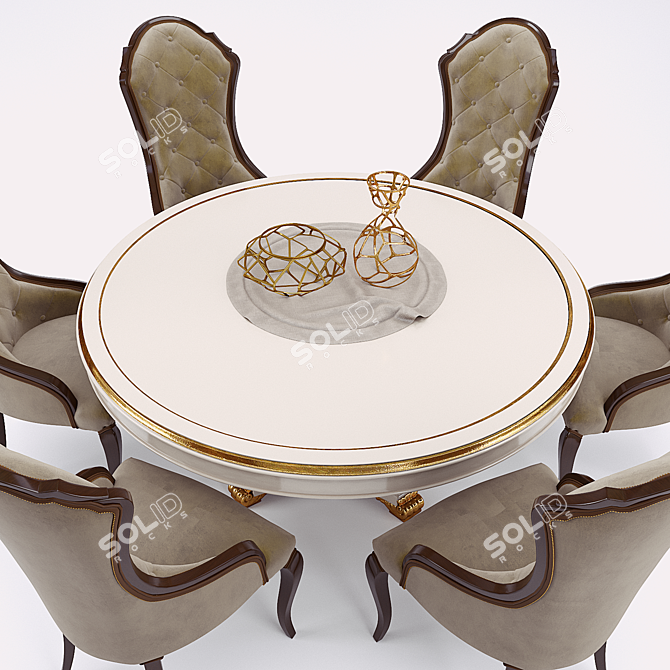 Elegant Carpanese Dining Set 3D model image 2