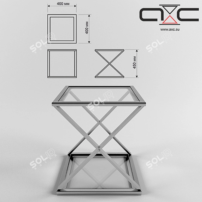  Modern Glass Table AS-47: Industrial Style Loft or High-Tech Design 3D model image 2