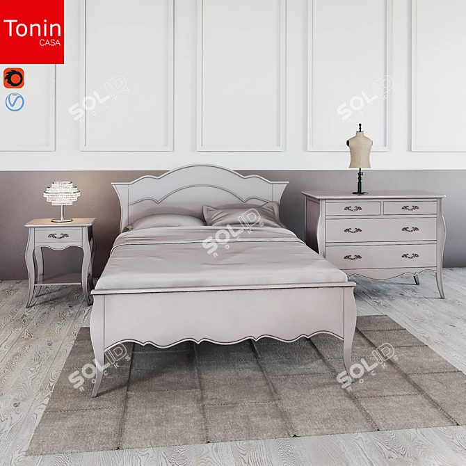 Elegant Tonincasa Bedroom Set 3D model image 1