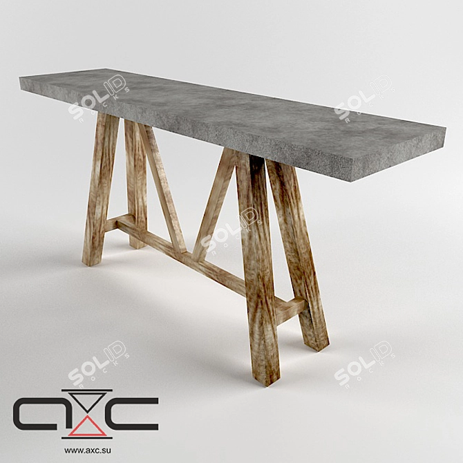 Industrial Concrete Top Table 3D model image 1