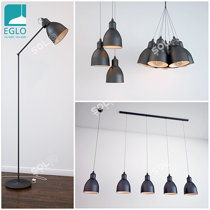 Elegant EGLO Priddy Pendant Set 3D model image 1