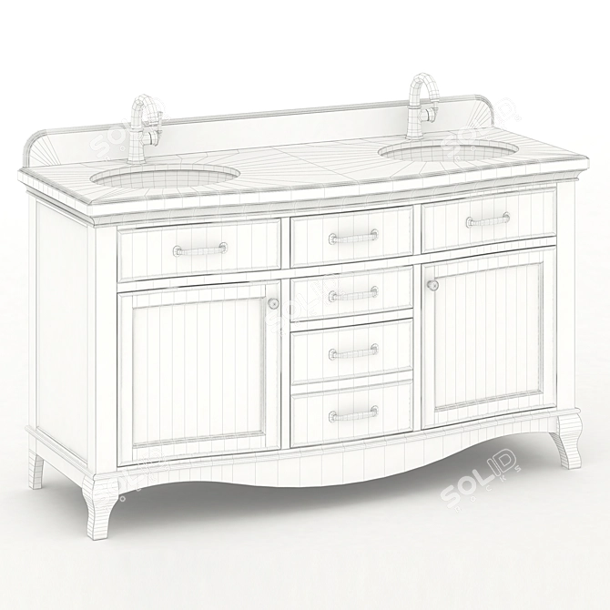 Elegant 60" Double Sink Vanity 3D model image 3