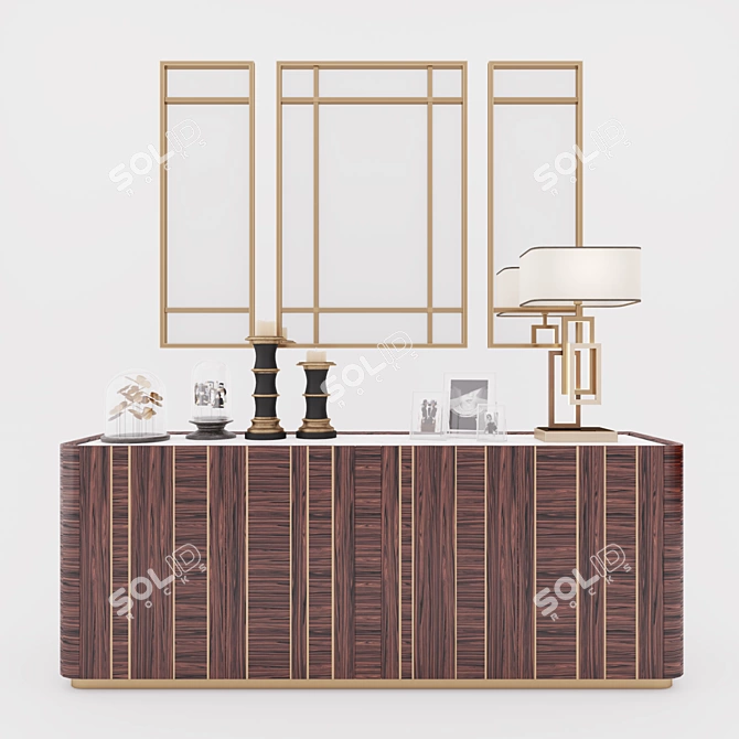 Oasis Luxe Set: Buffet, Lamp, Mirror 3D model image 1