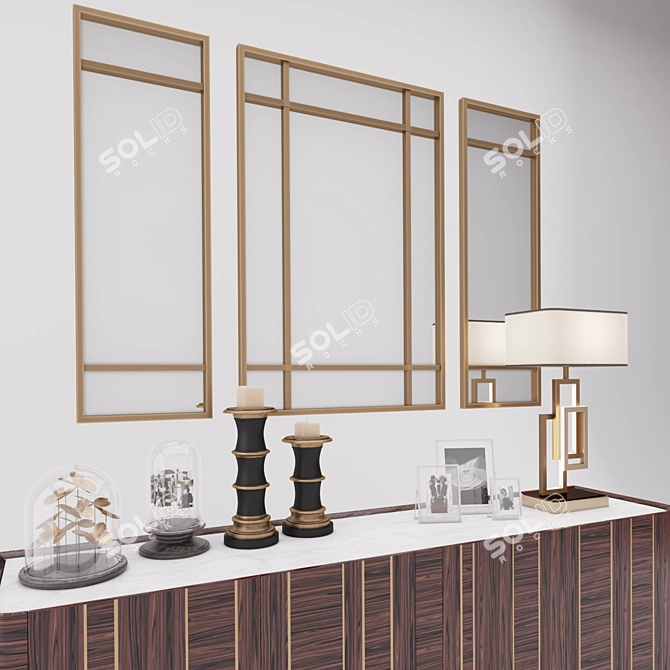 Oasis Luxe Set: Buffet, Lamp, Mirror 3D model image 2