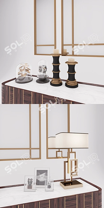 Oasis Luxe Set: Buffet, Lamp, Mirror 3D model image 3