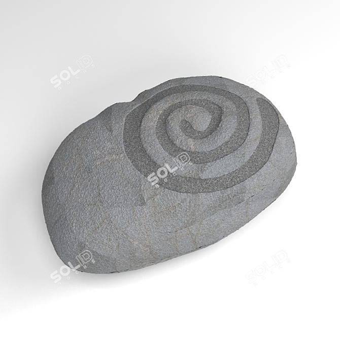 Handmade Felted Stone Pouf 3D model image 1