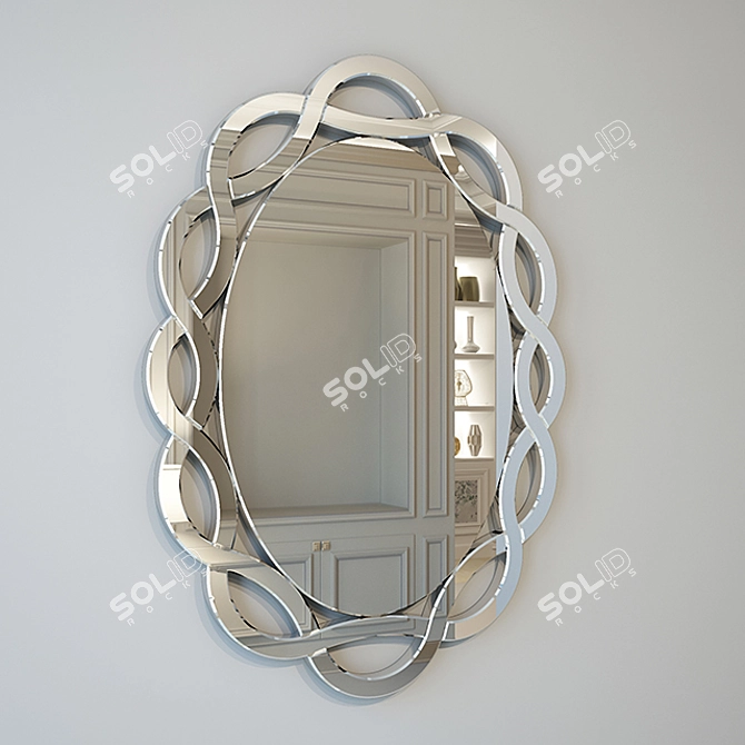 Modern Luxe Oval Wall Mirror 3D model image 2