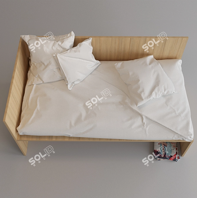 Convertible Sofa with Mattress & Pillows 3D model image 2
