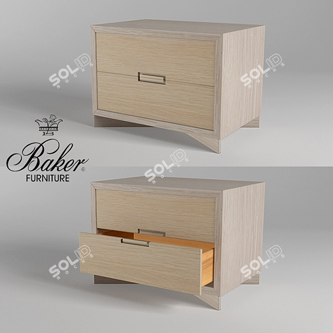 Russet Oak Chest with Leather Insert Drawers 3D model image 1