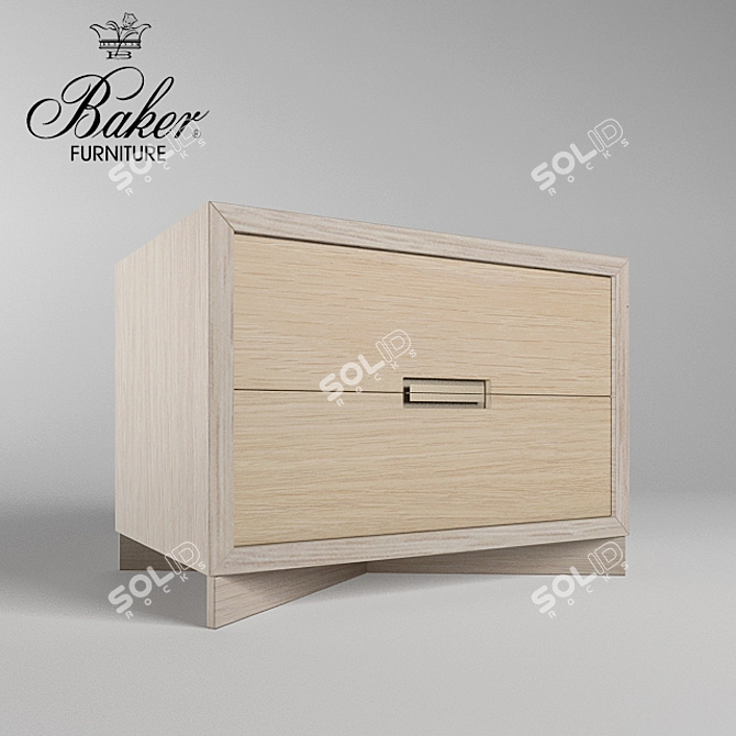 Russet Oak Chest with Leather Insert Drawers 3D model image 2