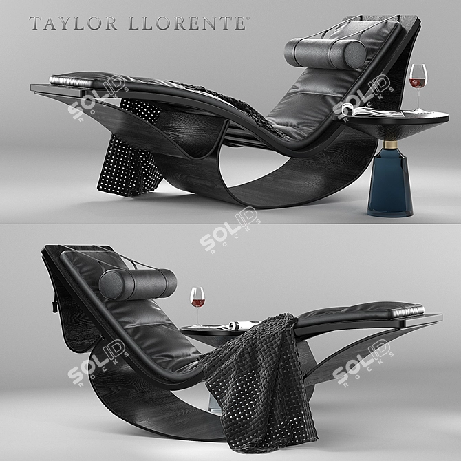 Title: Black Ash Wood Sculptural Chaise 3D model image 1