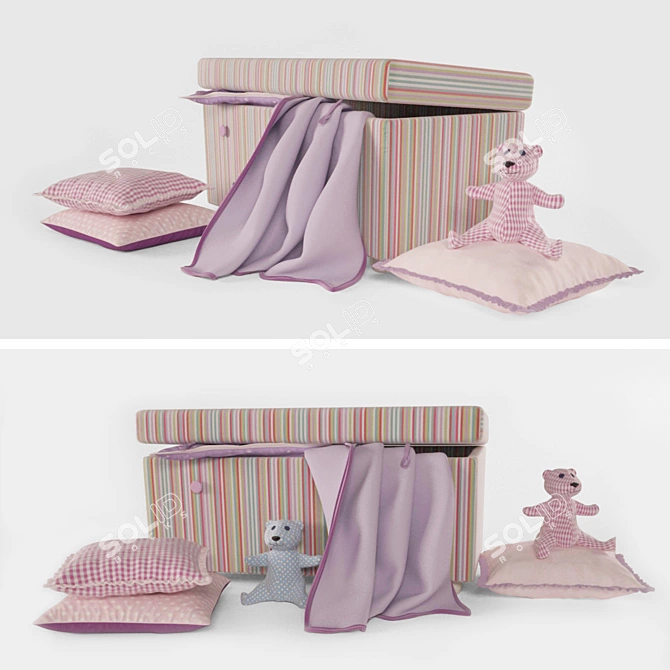 Young Italian Baby Banquette with Storage 3D model image 2