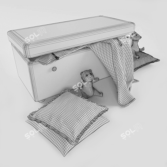 Young Italian Baby Banquette with Storage 3D model image 3