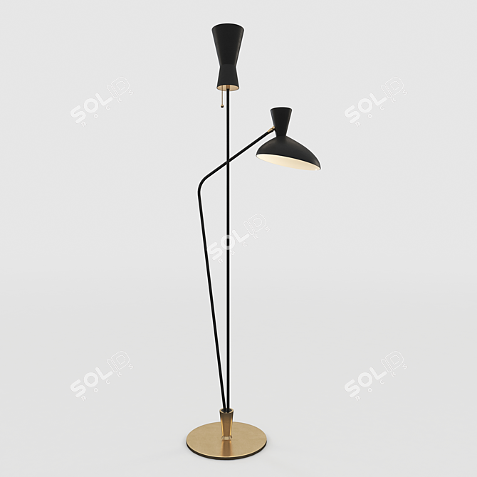 Elegant Realm Dual Function Floor Lamp 3D model image 2