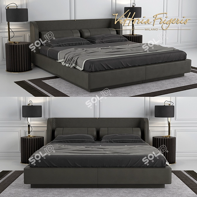 Elegant Bellini Bed Set: Bed, Table & Lamp 3D model image 1