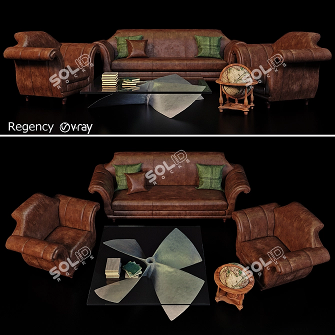 Elegant Regency Collection Sofa 3D model image 1