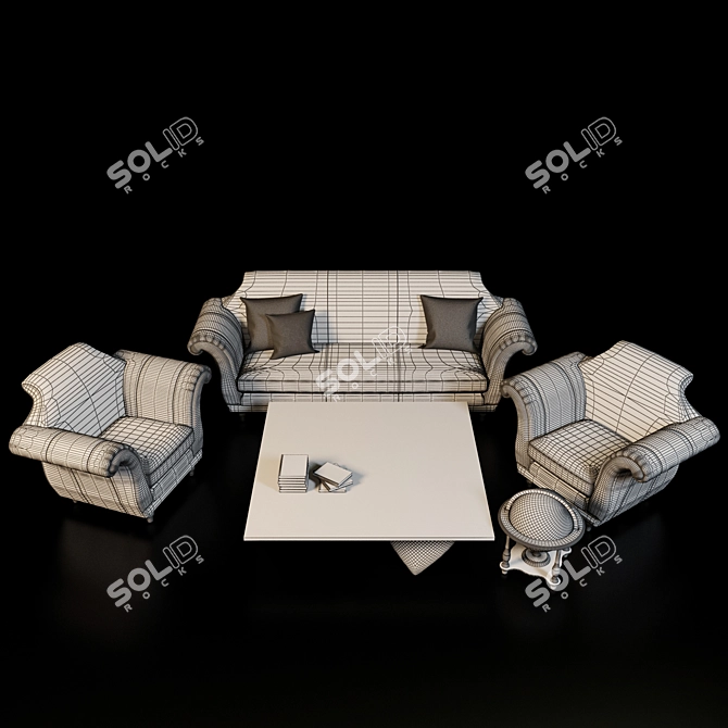 Elegant Regency Collection Sofa 3D model image 2