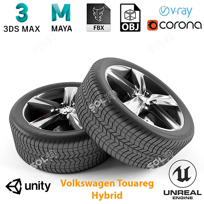 Volkswagen Touareg Hybrid Wheel: Quality and Performance 3D model image 1