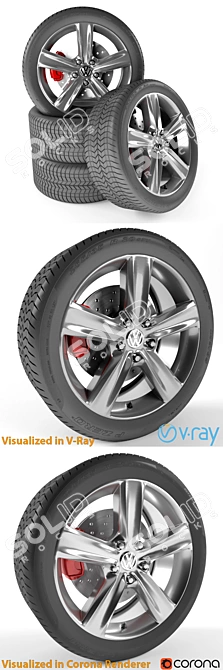 Volkswagen Touareg Hybrid Wheel: Quality and Performance 3D model image 2