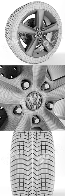 Volkswagen Touareg Hybrid Wheel: Quality and Performance 3D model image 3