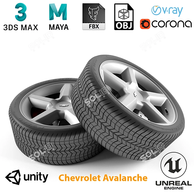 Chevrolet Avalanche Wheel Set 3D model image 1