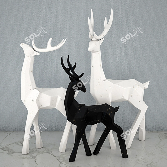 Elegant Deer Sculpture 3D model image 1