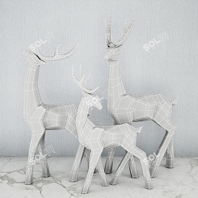 Elegant Deer Sculpture 3D model image 3