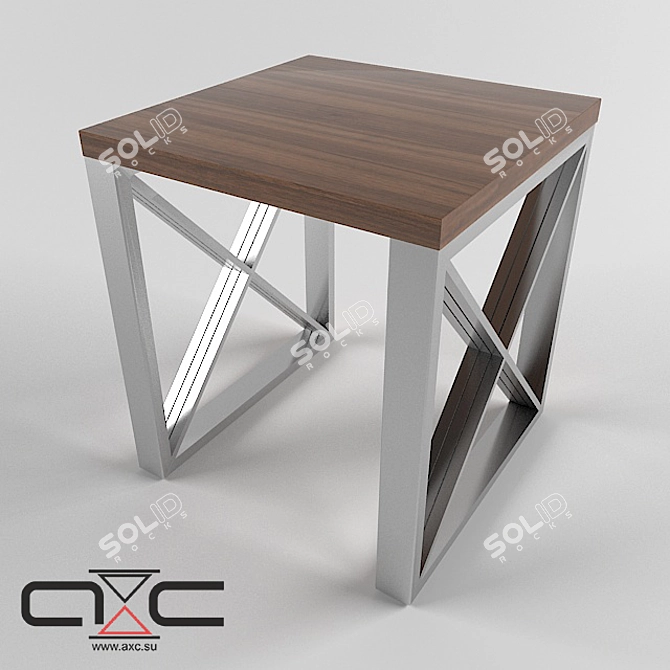 Alberta Metal and Wood Side Table 3D model image 1