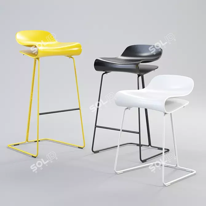 Modern BCN Slide Bar Stool Set 3D model image 1