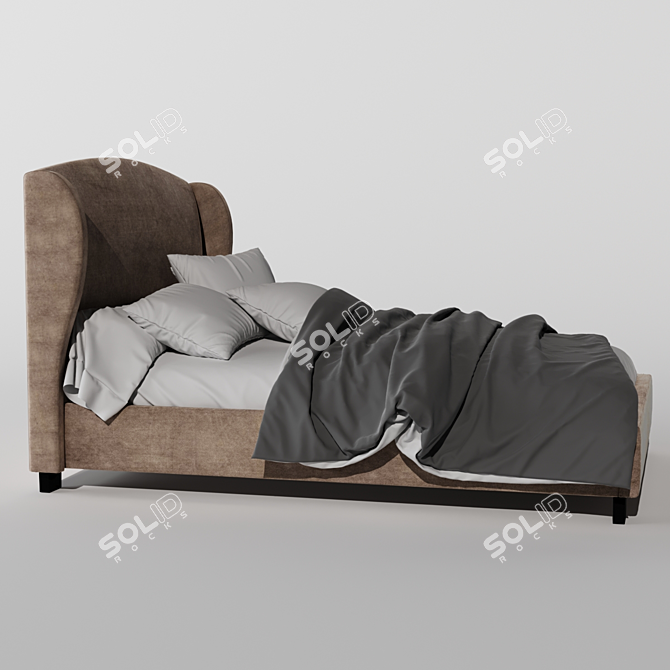 Designer Bed: Stylish and Spacious 3D model image 3