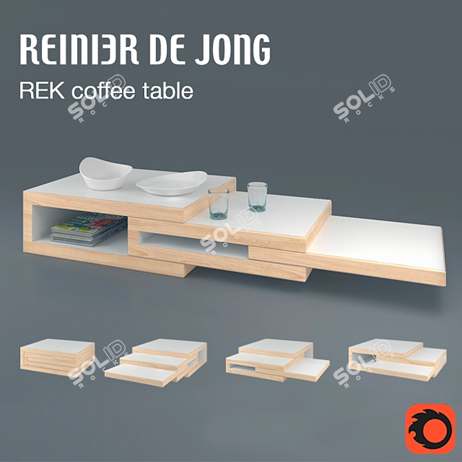 REK Expandable Coffee Table 3D model image 1