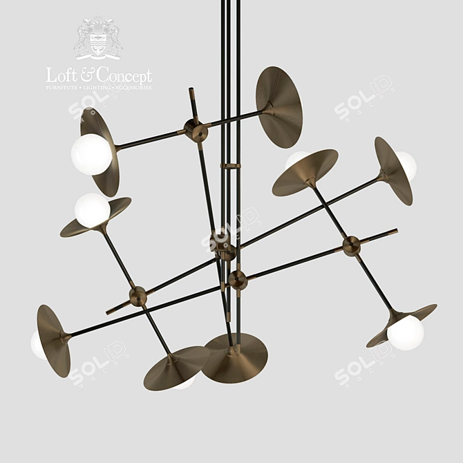 Disc Turbaya SS-9 Chandelier - Elegant Metal and Glass Lighting 3D model image 1