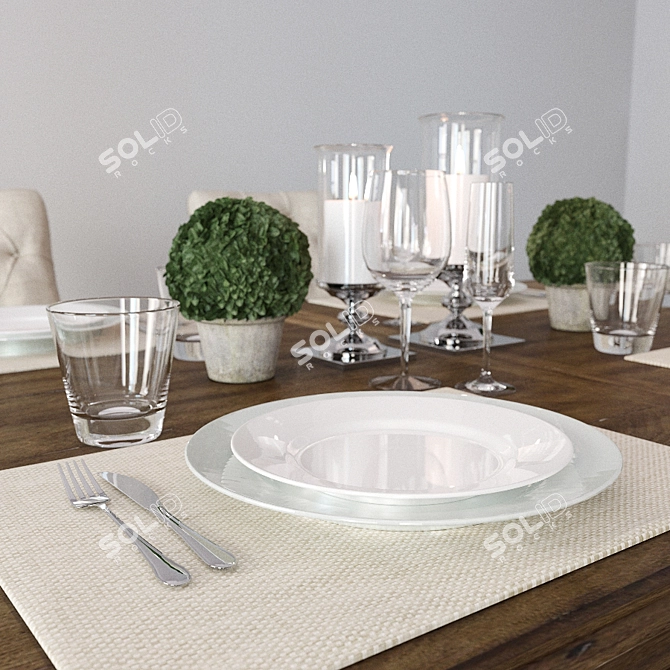 Archivist Trestle Table: Timeless Elegance & Versatility 3D model image 3