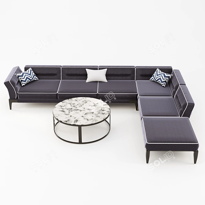 Sleek Modern Sofa 3D model image 1