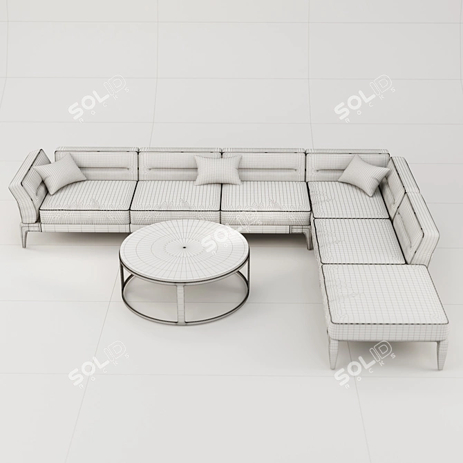 Sleek Modern Sofa 3D model image 2