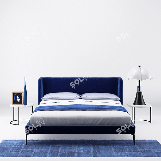 Modern Silenia Neocon Bed & Zero Marble Table Set 3D model image 2