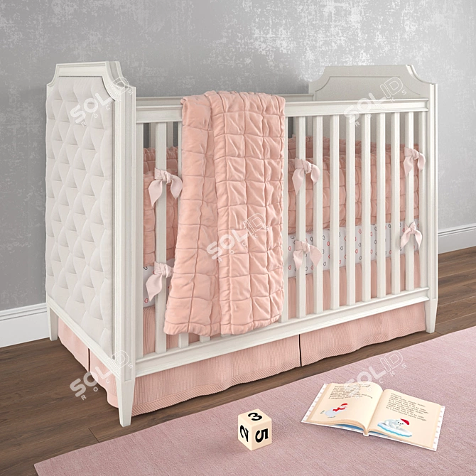 Alexandra Tufted Panel Crib - Deluxe Nursery Essential 3D model image 1