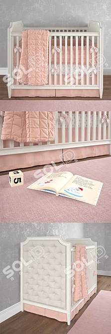 Alexandra Tufted Panel Crib - Deluxe Nursery Essential 3D model image 2